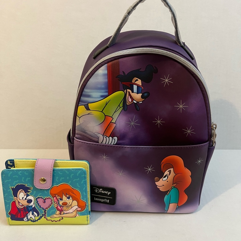 Loungefly Max & Roxanne Purple and Yellow Kids Backpack and Wallet